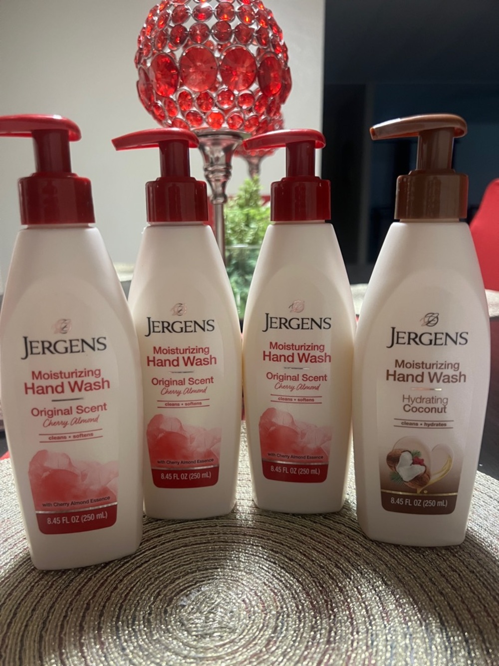 Erge Moisturizing Hand Wash Bottles with Red and Brown Pumps